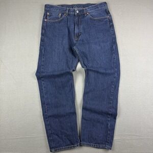 Levis Jeans 505 Relaxed Fit Straight Leg Men's Size 36x32 Dark Wash Blue Cotton